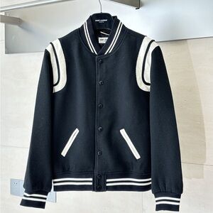 Saint Laurent Black Baseball Jacket